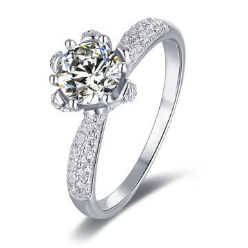 Classic Silver Rings With Love Heart Fashion Crystal Wedding Party Wide Ring For Women Silver Jewelry